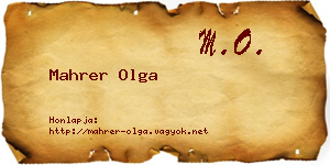 Mahrer Olga névjegykártya